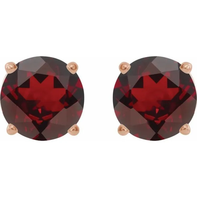 14K Rose 6 mm Natural Mozambique Garnet Stud Earrings