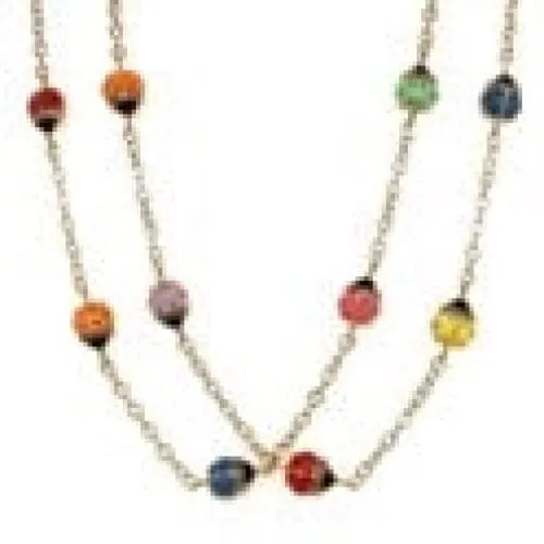 14K YG Rainbow Enamel LADY BUG Station Necklace 4.8g, 24’ Regard Jewelry Austin, Texas