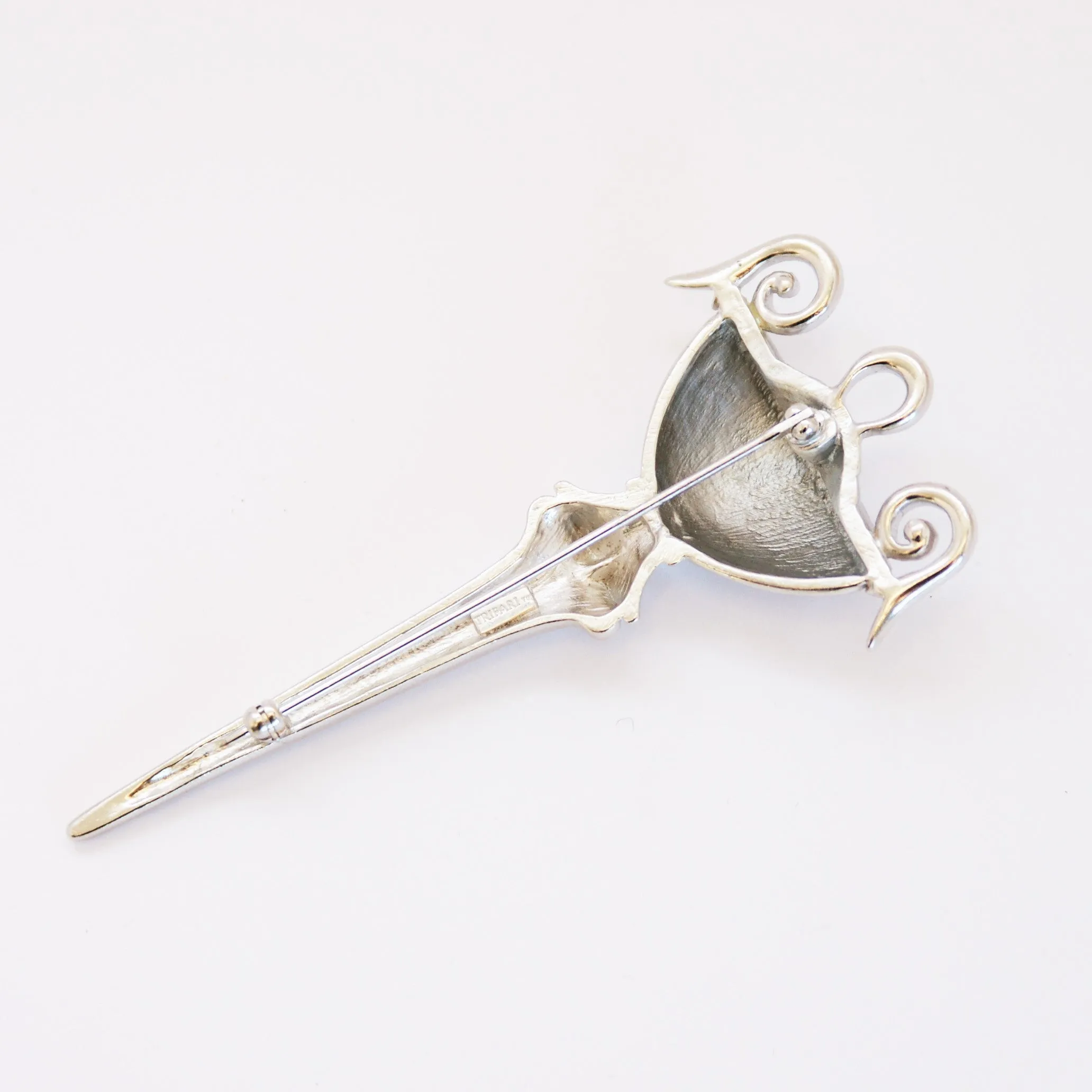 1970s Vintage Trifari Brooch, Chrome