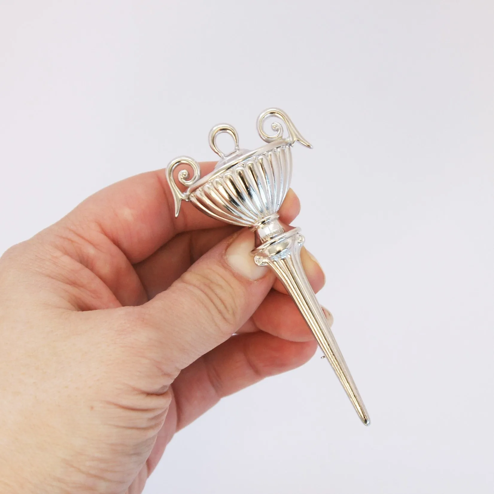 1970s Vintage Trifari Brooch, Chrome