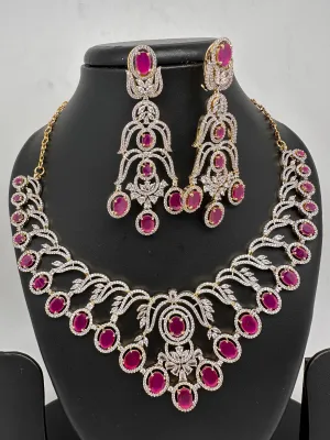 AD Color Stone Neckline Short Necklace