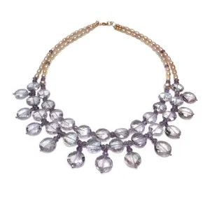 Amethyst and Pearl Double Strand Necklace