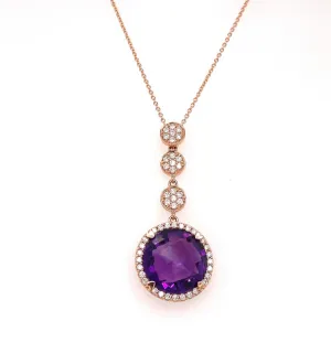 Amethyst Round Drop Diamond Necklace - available by special order