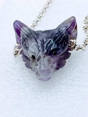Amethyst Wolf, 24" Necklace.