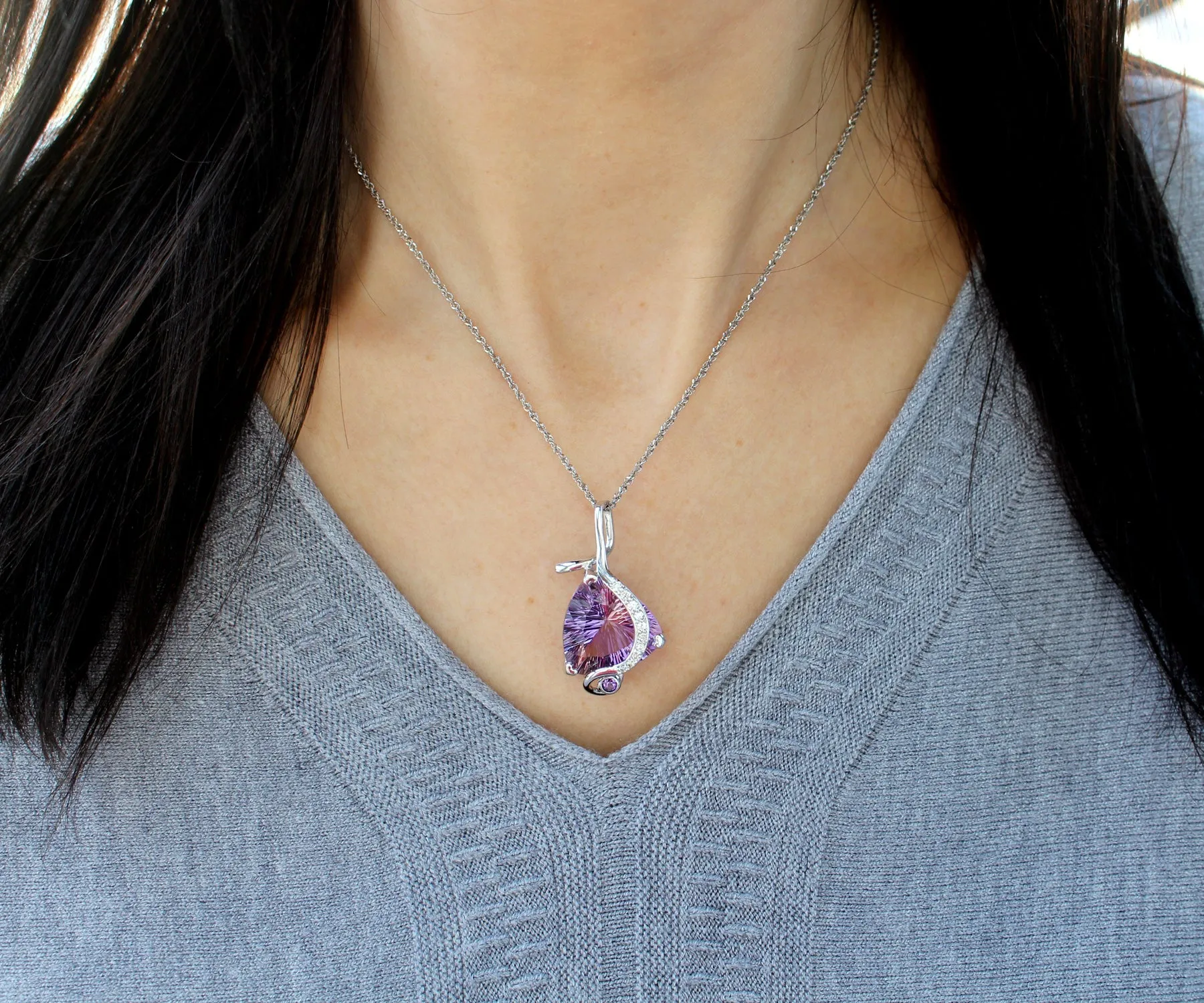 Ametrine and Diamond Artistic Necklace