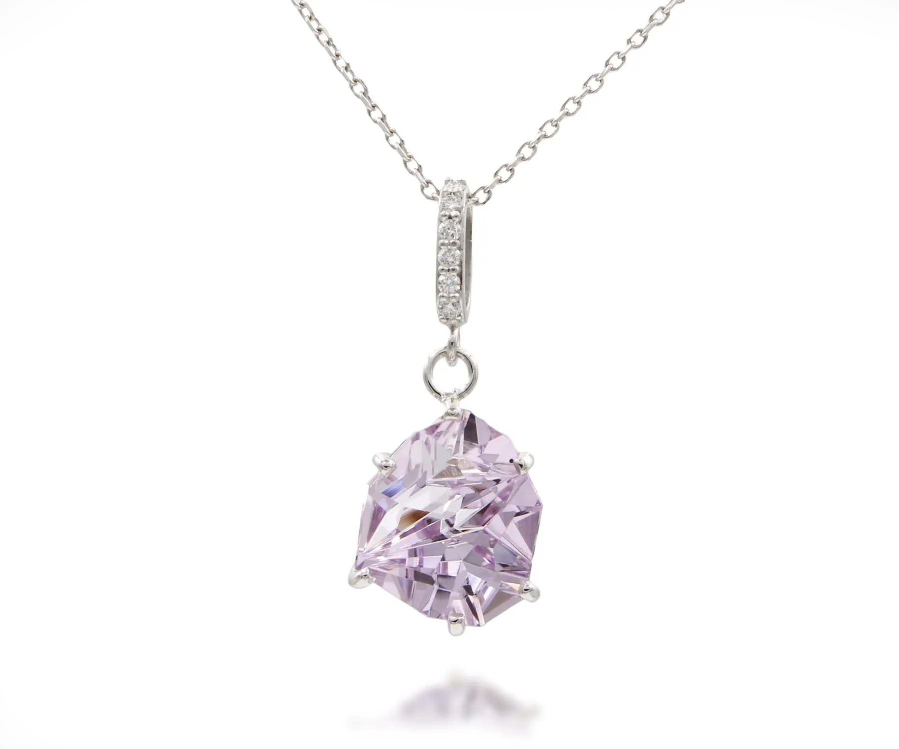 Angular Cut Pink Amethyst Diamond Necklace