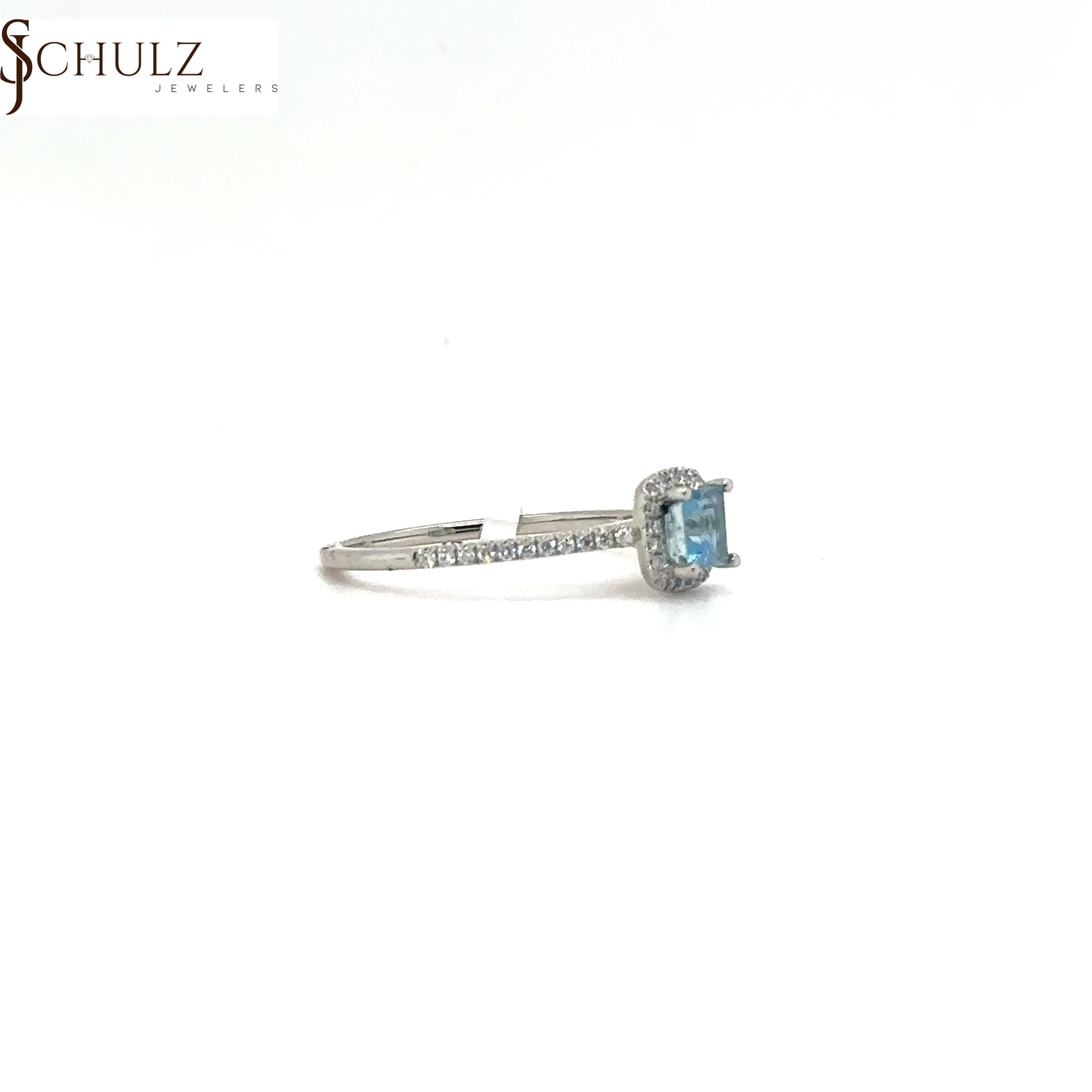 Aquamarine & Diamond Cushion Ring