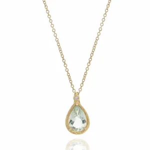 Color Collection 14KT Yellow Green Amethyst & Diamond Pendant Necklace