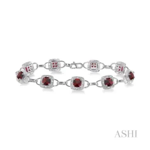 Cushion Shape Gemstone & Halo Diamond Bracelet