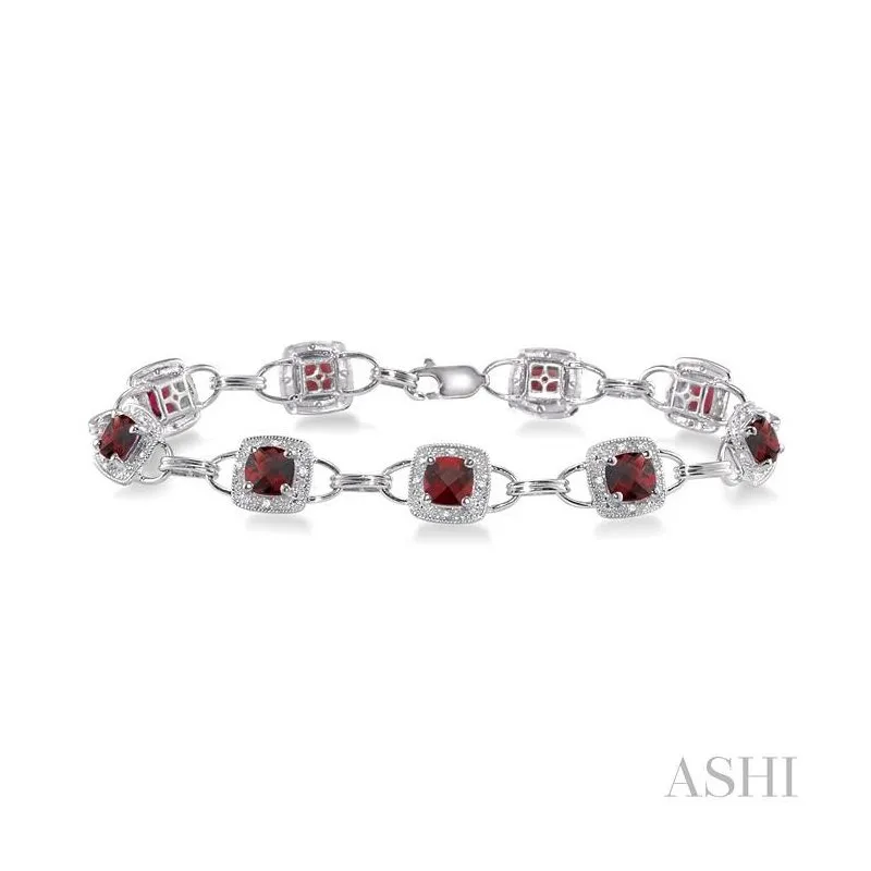 Cushion Shape Gemstone & Halo Diamond Bracelet