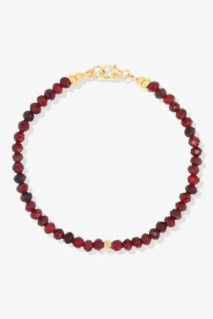 Destiny Mini Beaded Gemstone Gold Vermeil Bracelet Garnet - Passion