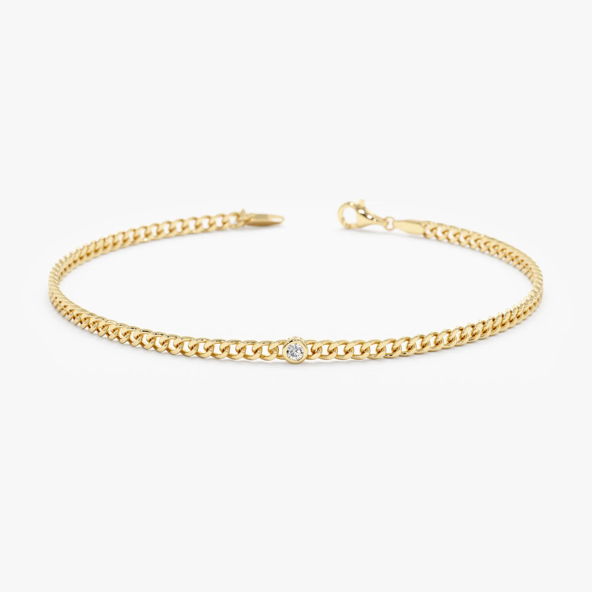 Diamond Bezel Cuban Chain Bracelet, Salma