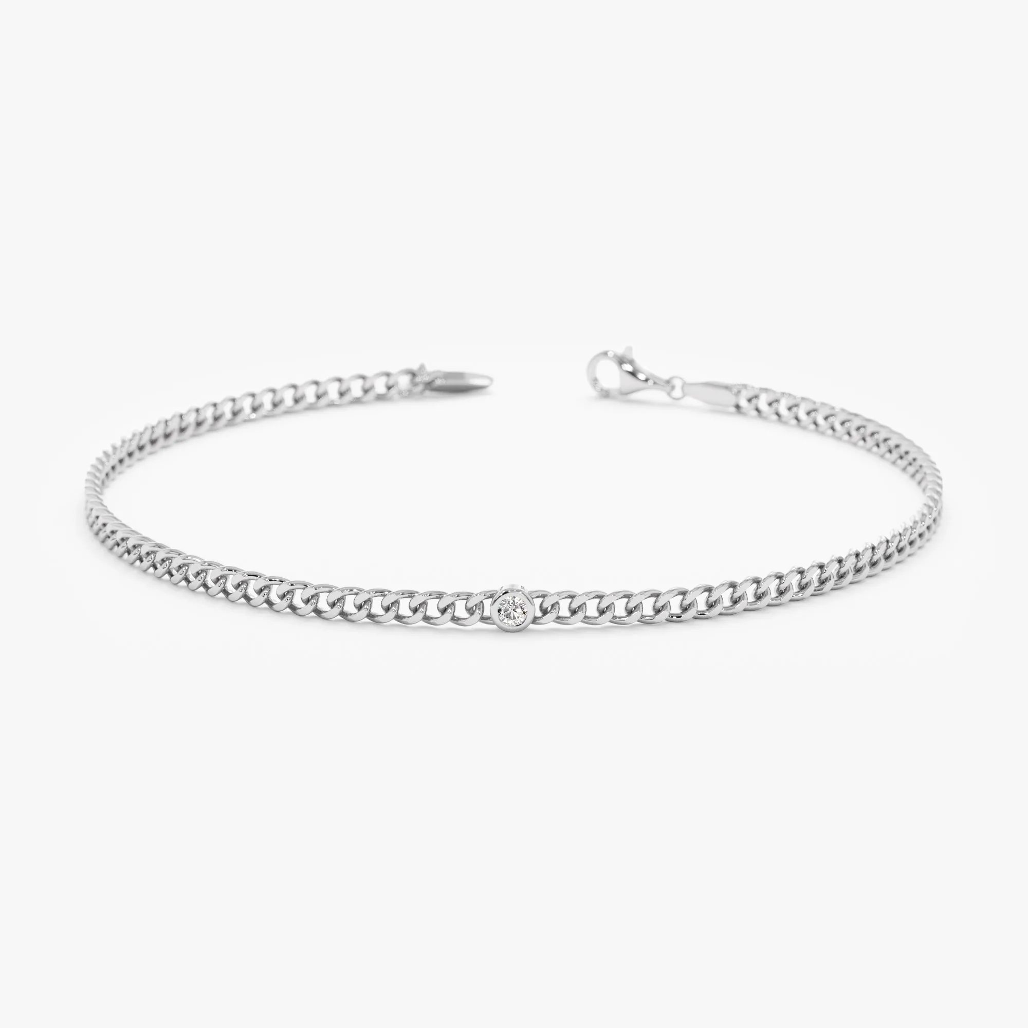 Diamond Bezel Cuban Chain Bracelet, Salma