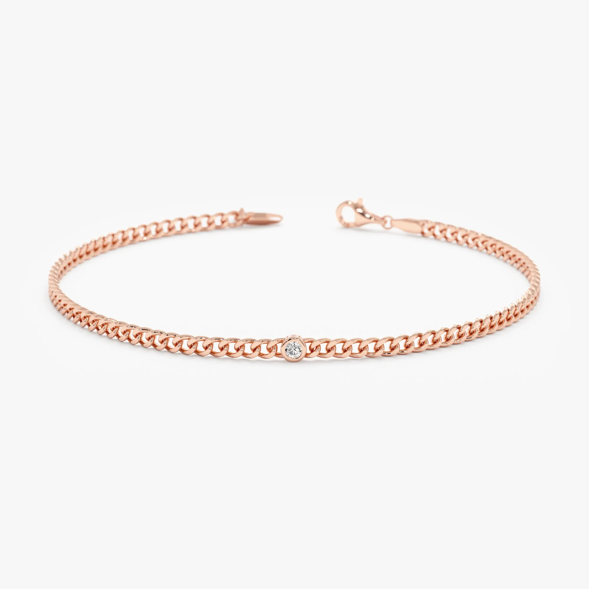 Diamond Bezel Cuban Chain Bracelet, Salma