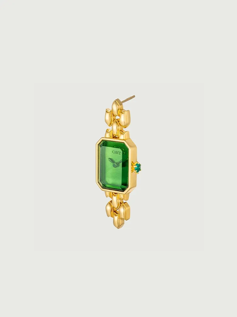 Drop Emerald Green Watch Earrings