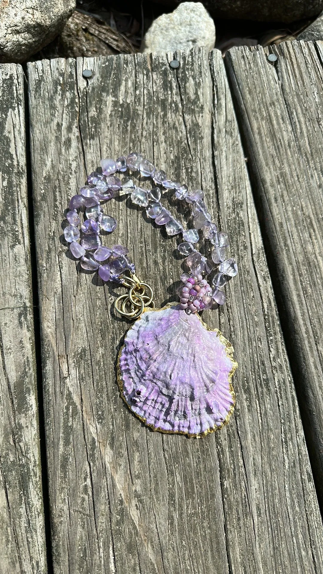 Dyed oyster shell necklace