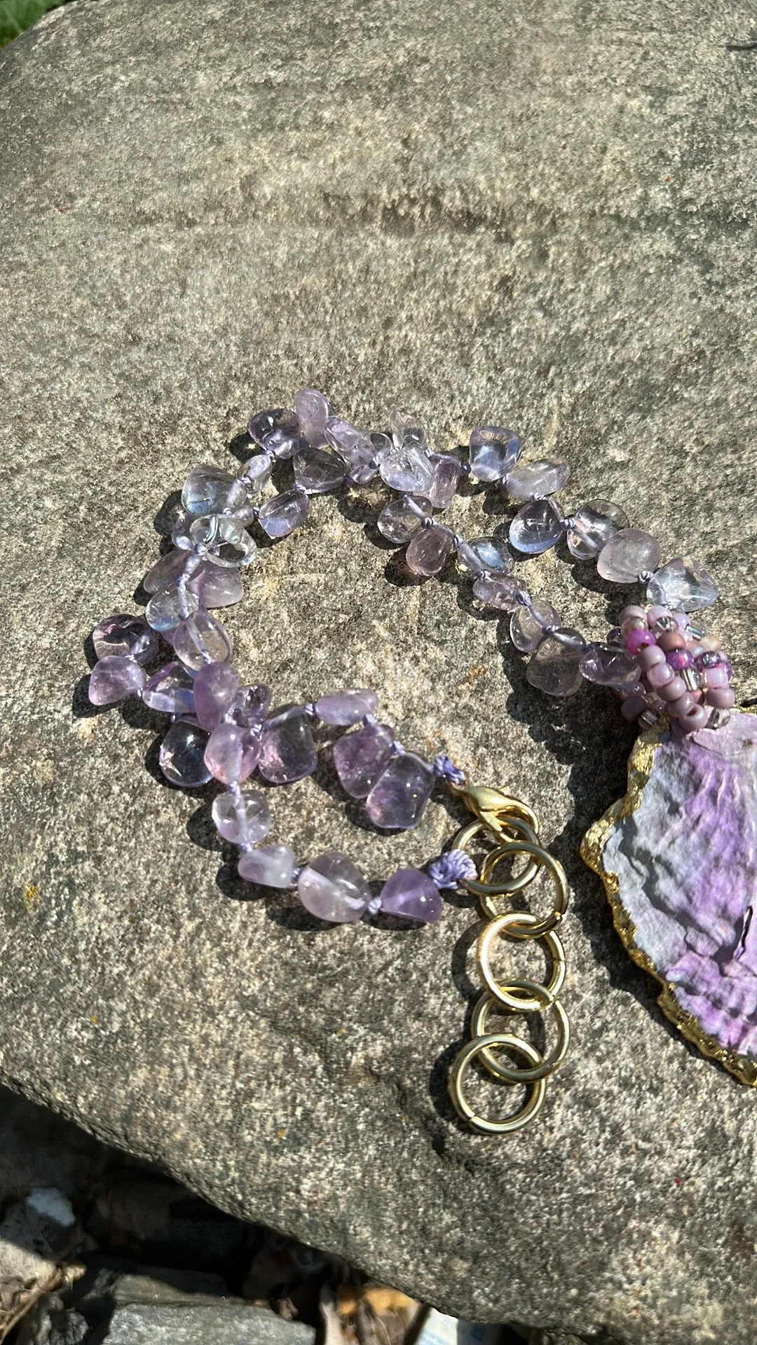 Dyed oyster shell necklace