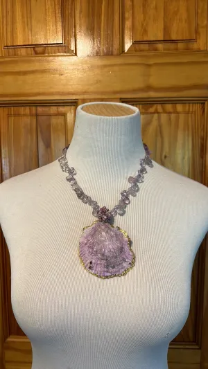 Dyed oyster shell necklace