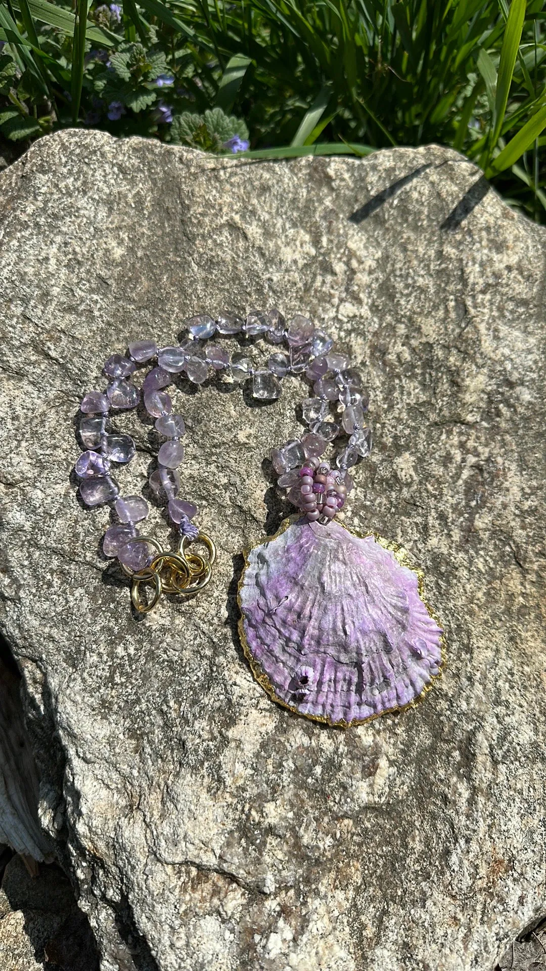 Dyed oyster shell necklace