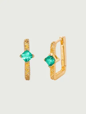 Emerald Braid Huggie Earrings