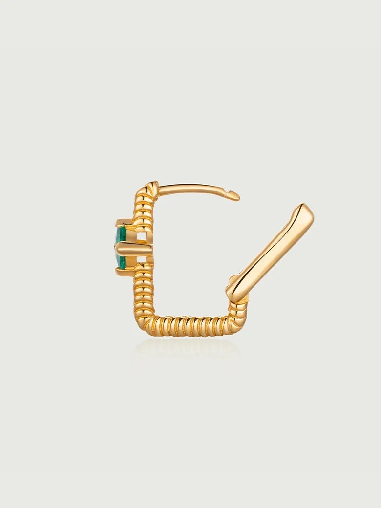 Emerald Braid Huggie Earrings