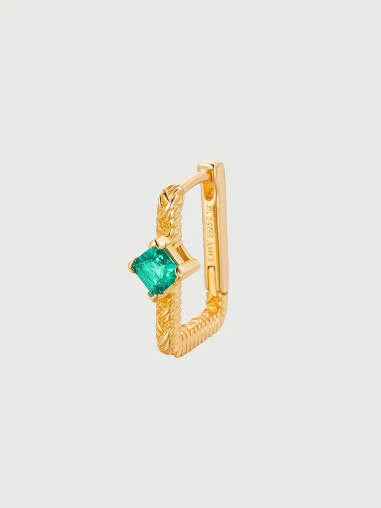 Emerald Braid Huggie Earrings