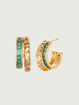 Emerald Channel Set Hoop Earrings