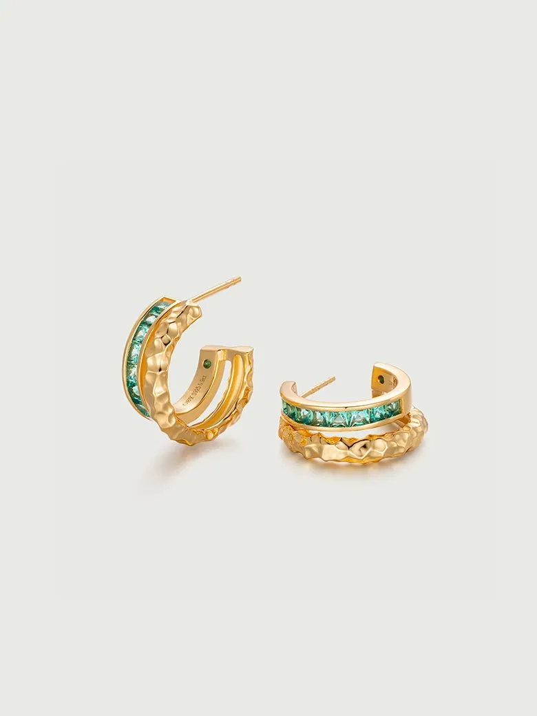 Emerald Channel Set Hoop Earrings