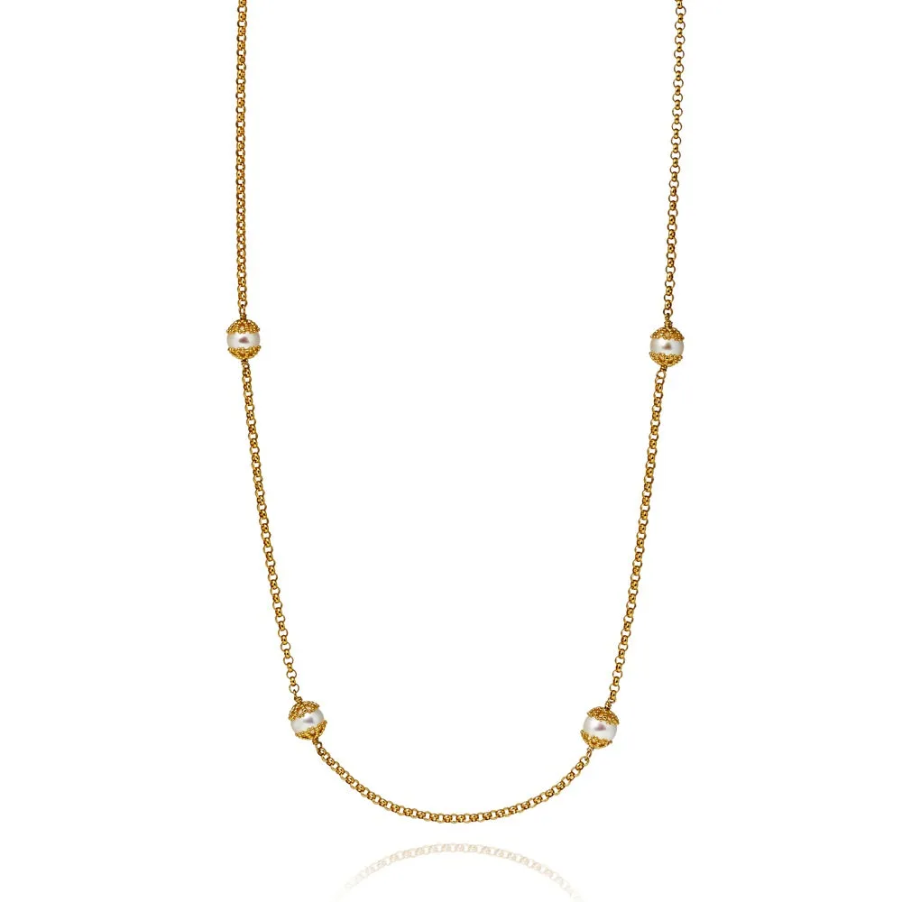 Emma-Kate Long Pearl Necklace - Gold - 1640151