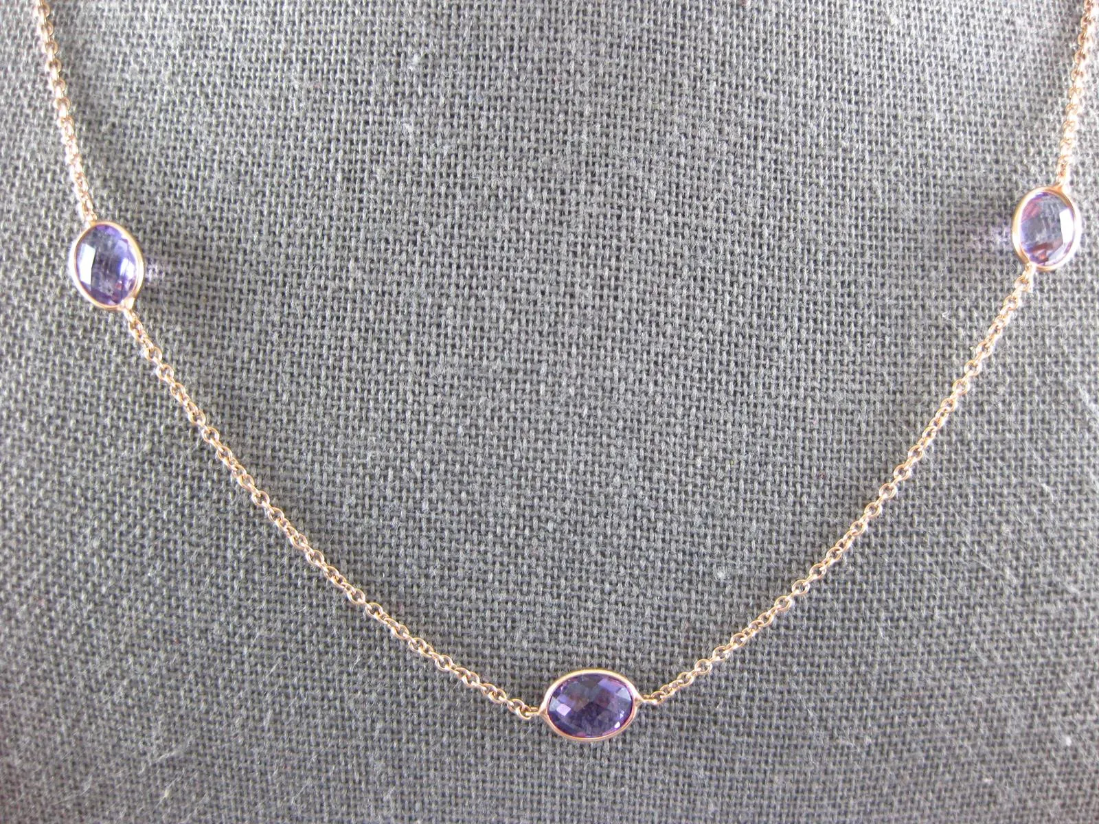 ESTATE 8.0CT AAA AMETHYST 18K ROSE GOLD 3D CLASSIC OVAL BY THE YARD FUN NECKLACE