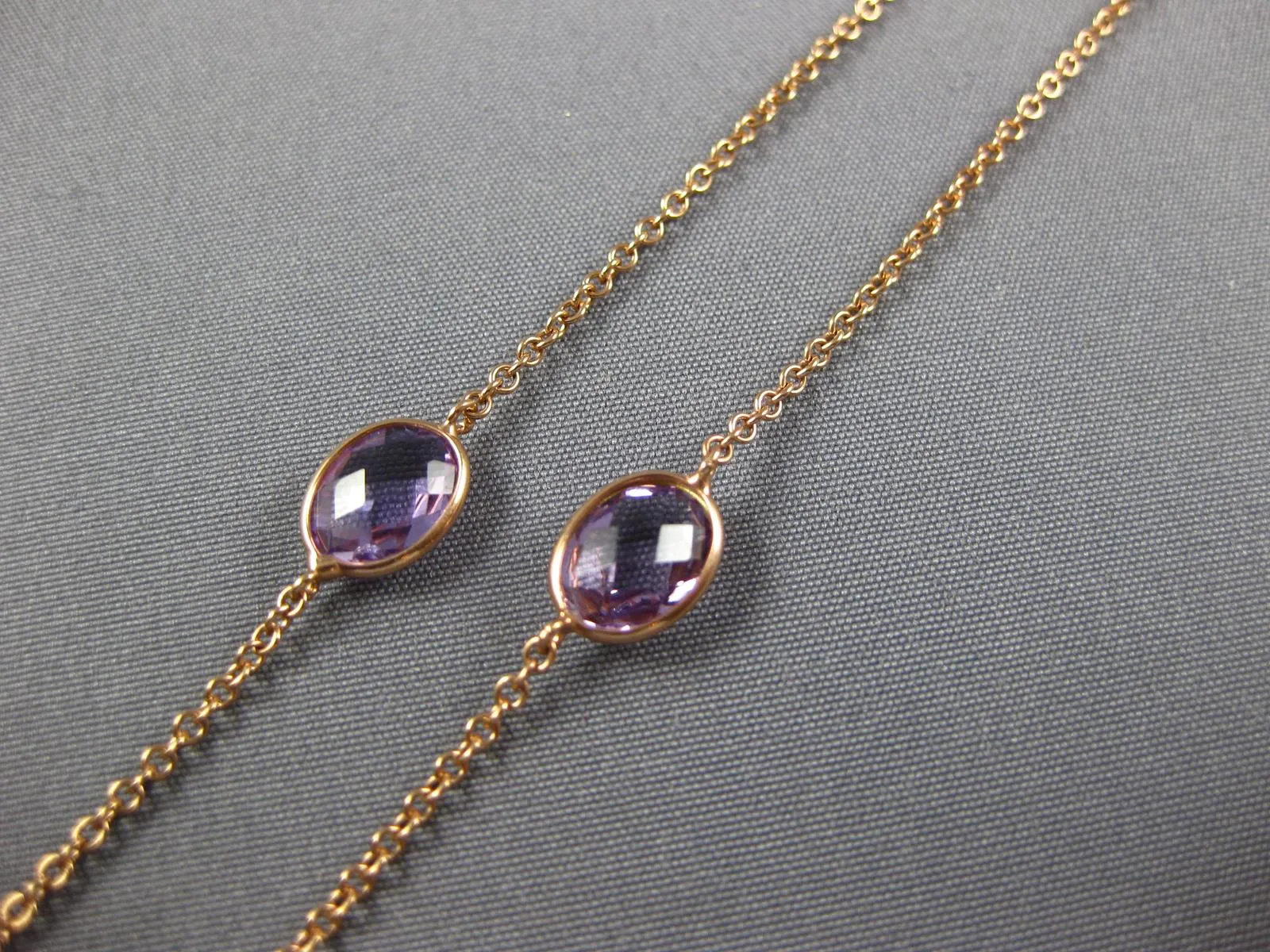 ESTATE 8.0CT AAA AMETHYST 18K ROSE GOLD 3D CLASSIC OVAL BY THE YARD FUN NECKLACE