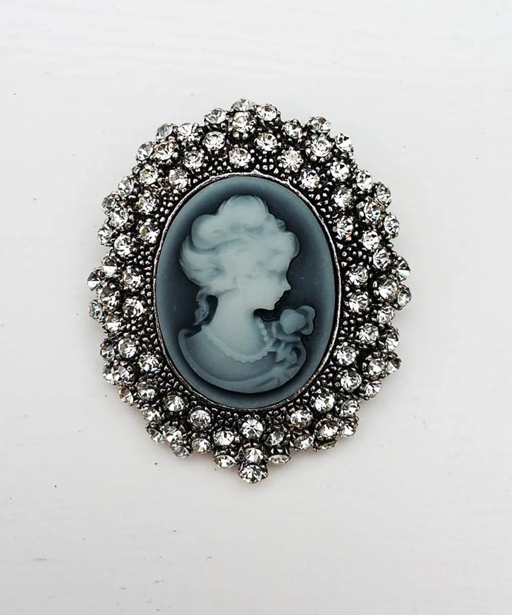 Fidelma Victorian Cameo Rhinestone Brooch