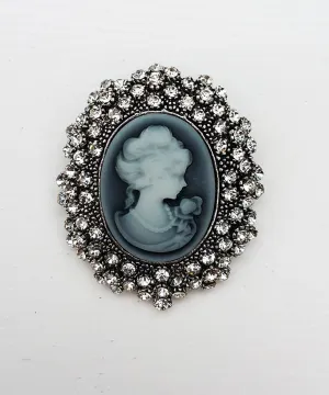 Fidelma Victorian Cameo Rhinestone Brooch