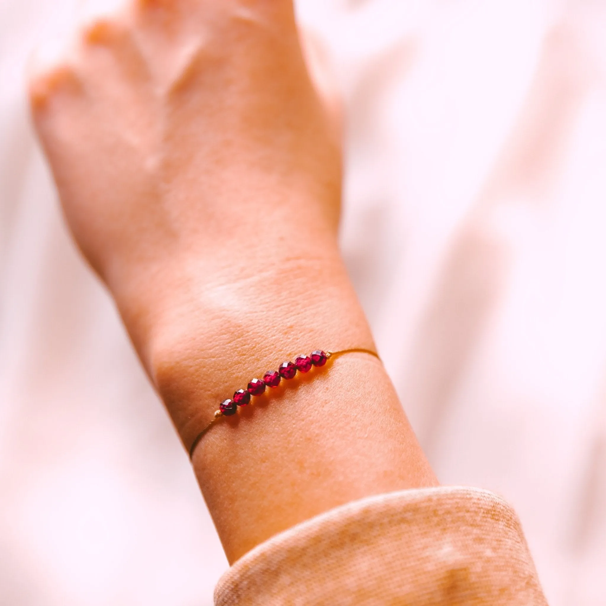 Garnet Bar Bracelet