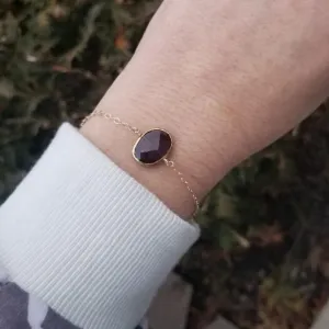 Gold Garnet Bracelet, January Birthstone Bracelet