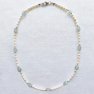 Green Amethyst and Pearls Necklace