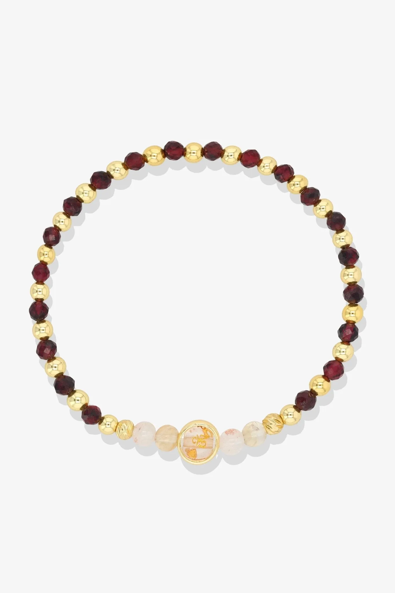 Leo Garnet Gold Vermeil Fortune Zodiac Bracelet