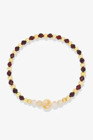 Leo Garnet Gold Vermeil Fortune Zodiac Bracelet