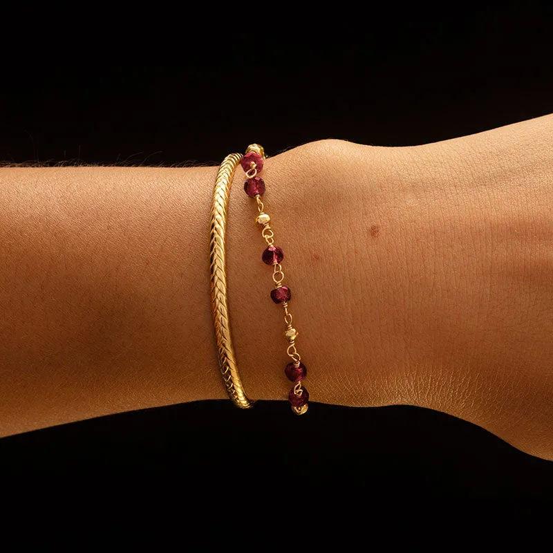 Mercy Bracelet, Garnet, Gold