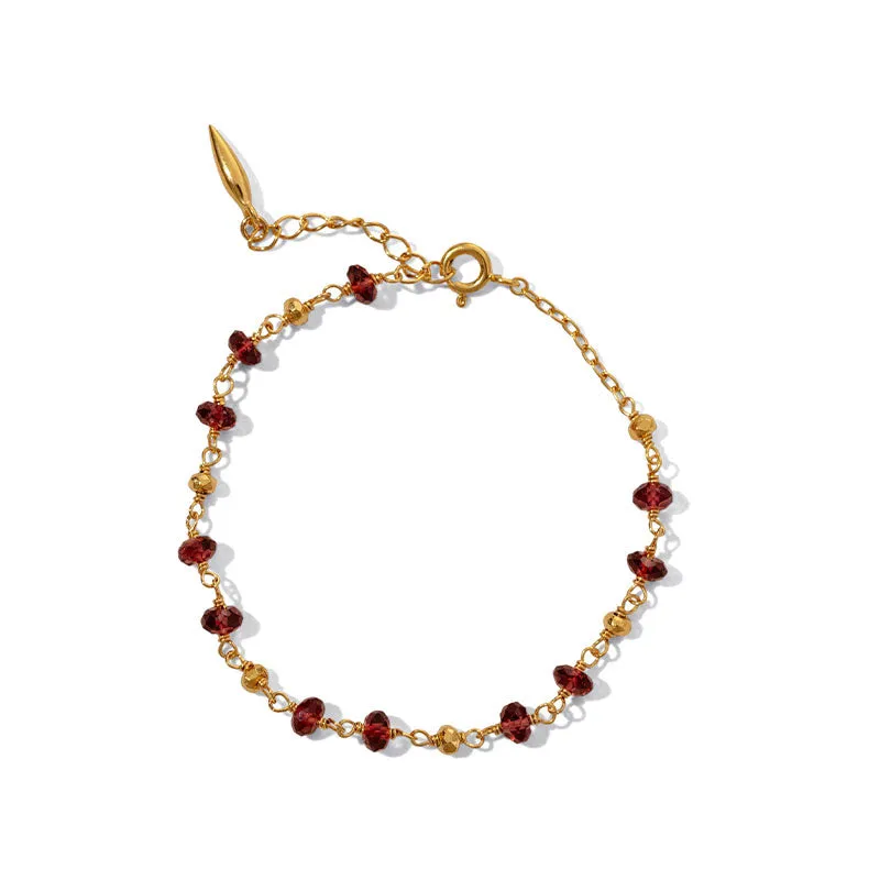 Mercy Bracelet, Garnet, Gold