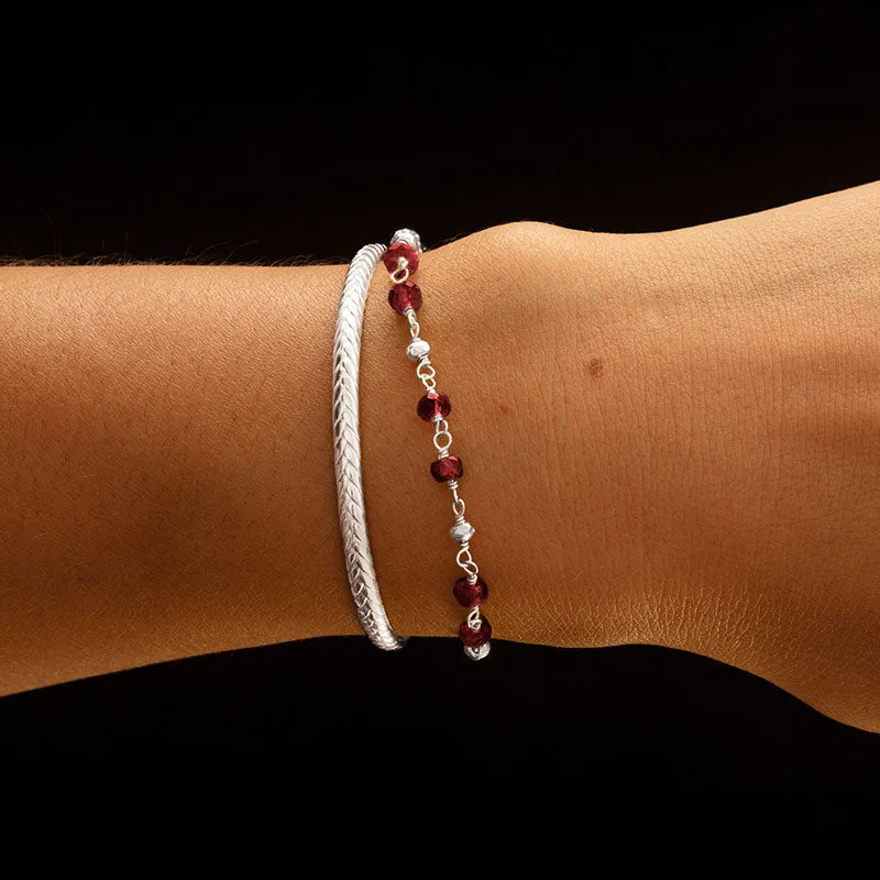 Mercy Bracelet, Garnet, Silver