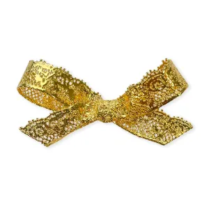 Milena Lace Bow Brooch in 24k gold