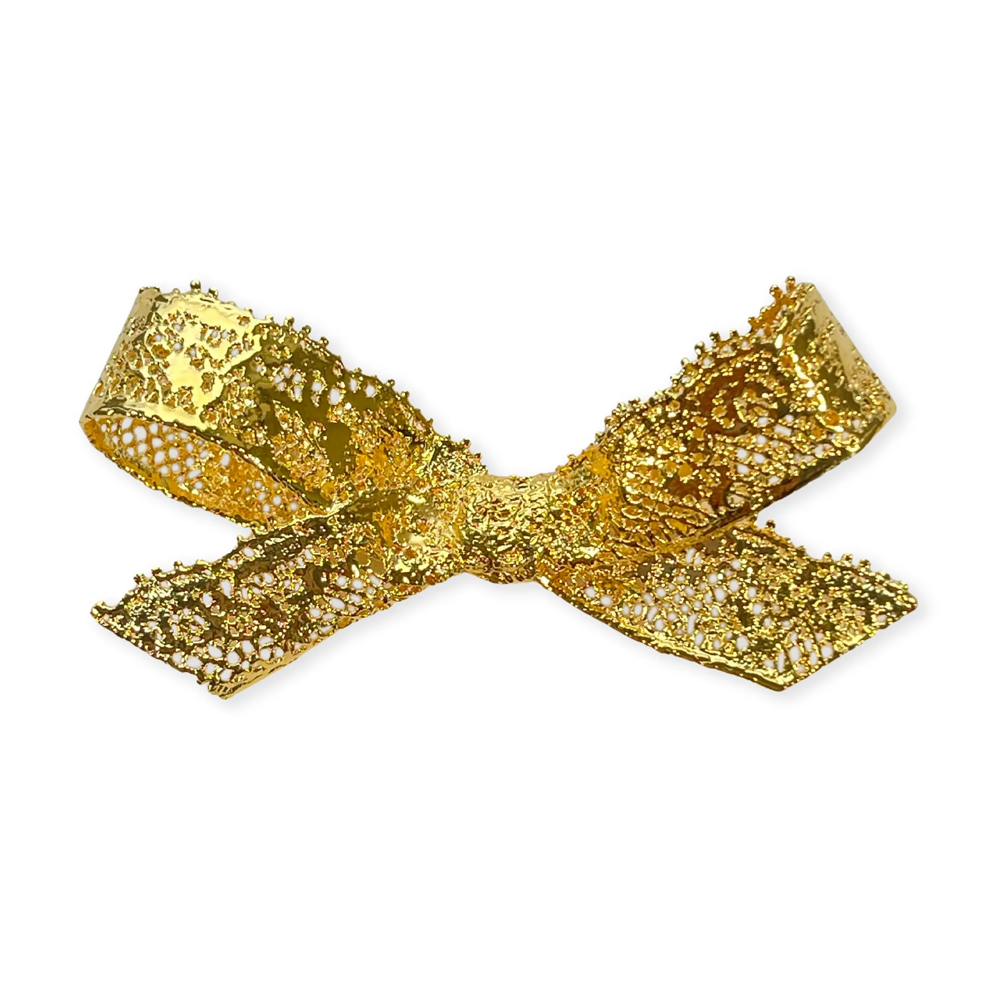 Milena Lace Bow Brooch in 24k gold