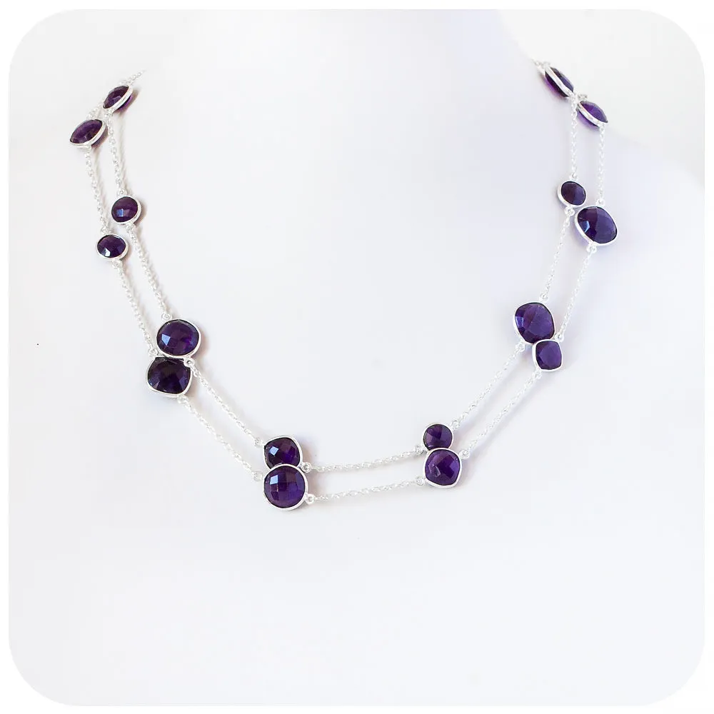 Mixed Round and Pillow Amethyst Necklace