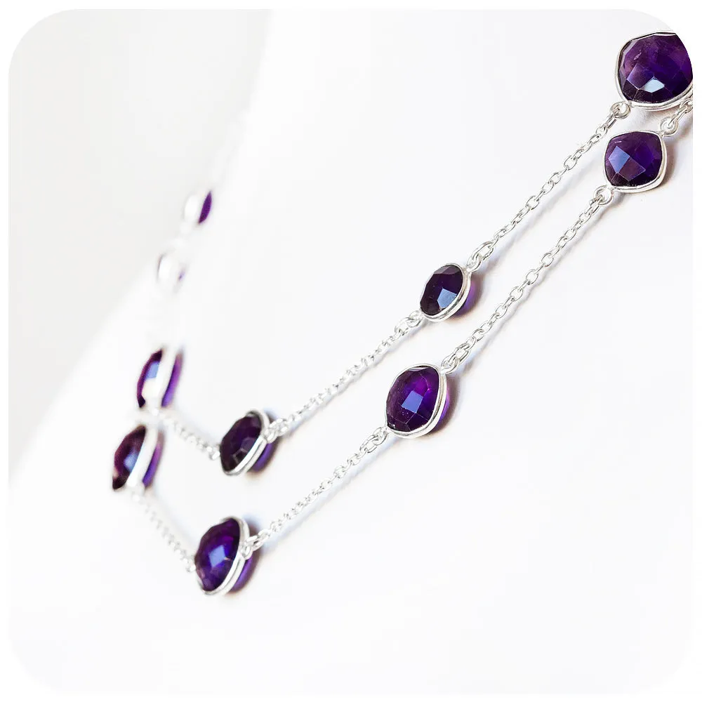 Mixed Round and Pillow Amethyst Necklace