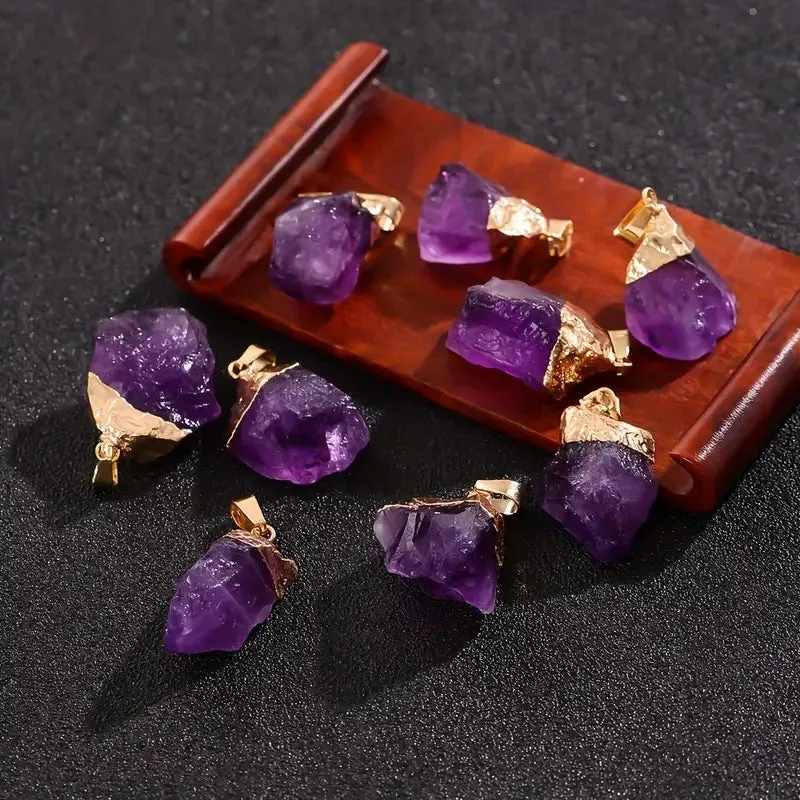 Natural amethyst gold-plated pendant