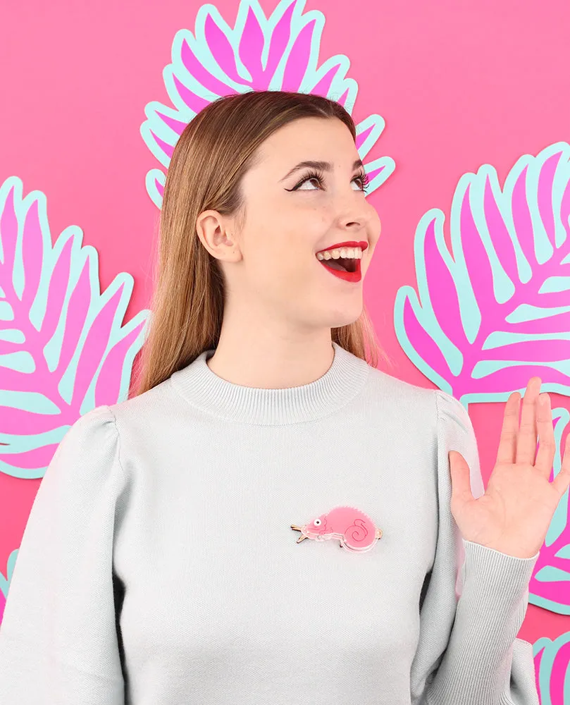 Neon inserts for chameleon brooch