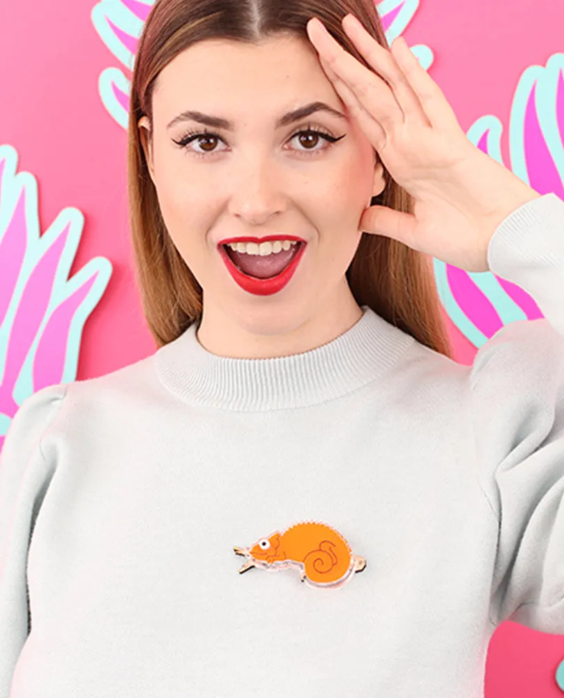 Neon inserts for chameleon brooch