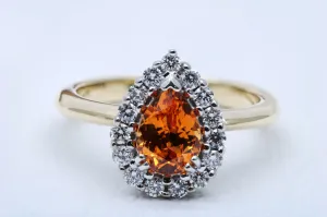Pear Cut Mandarin Garnet Ring