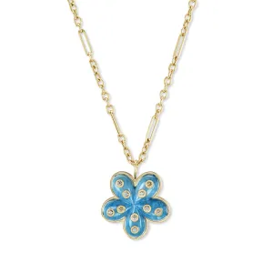 Petal Flower Pendant with Aquamarine and Champagne Diamonds